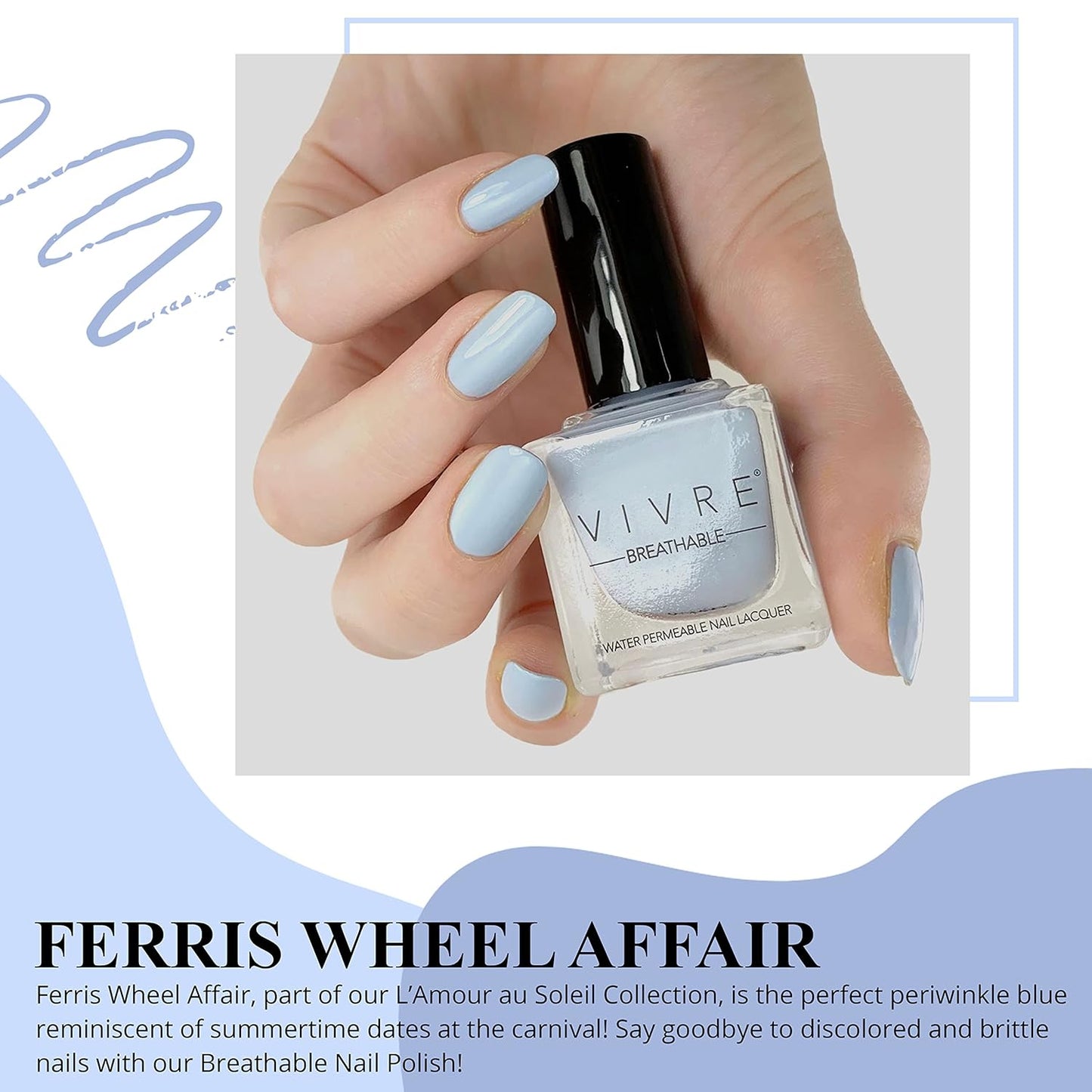 VIVRE Cosmetics Nail Polish - Quick Dry, Shiny, Halal, Vegan, Non-Toxic for Women and Girls - Long Lasting, Certified Breathable and Water Permeable - Ferris Wheel Affair