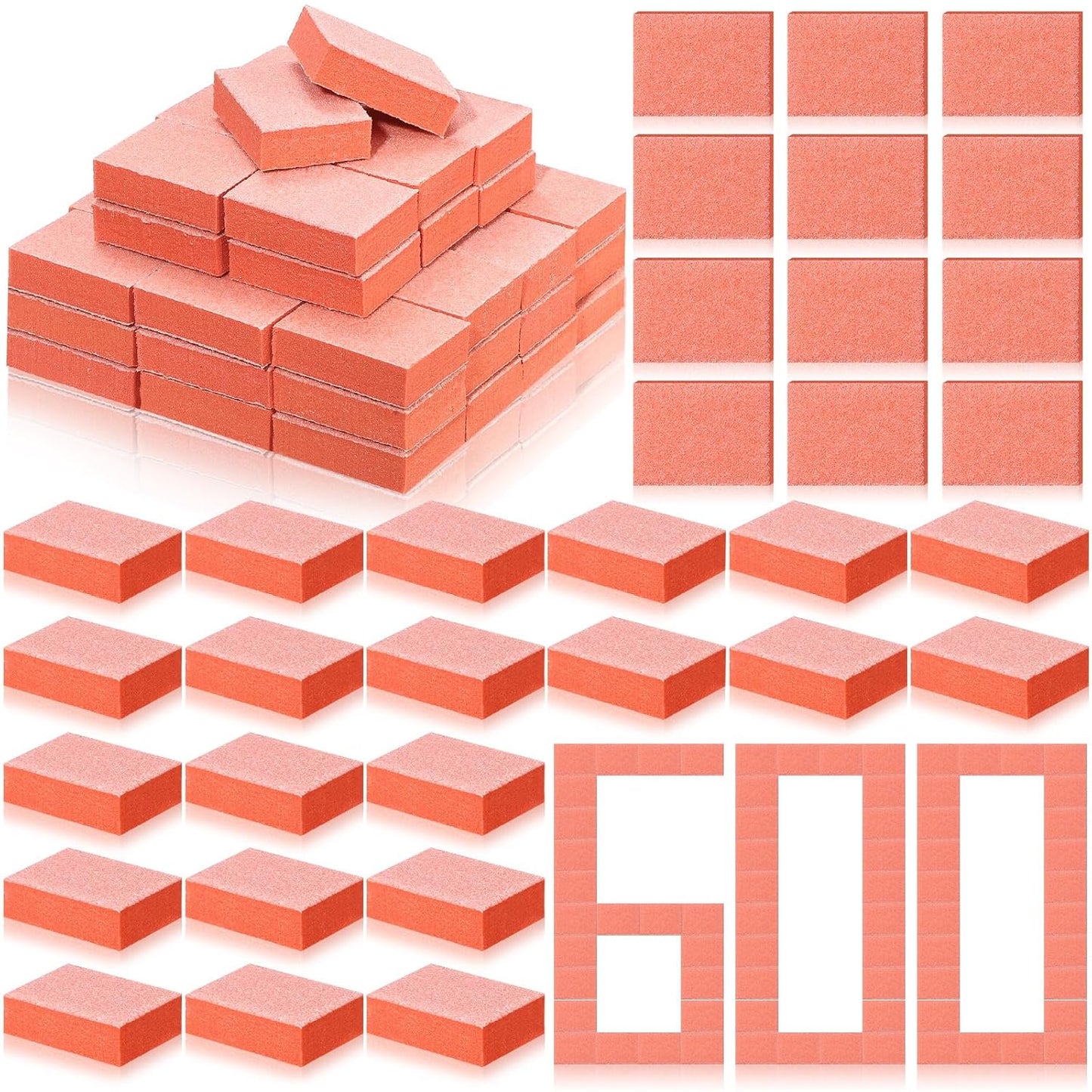 Gisafai 600 Pieces Bulk Mini Nail Buffer Blocks 80/100 Grit Orange 2 Sided Professional Salon Nail File Prior to Application of Polish Buffers for Acrylic Nails