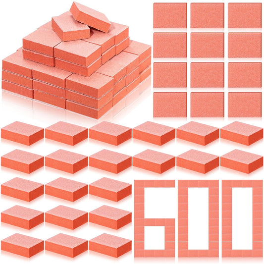 Gisafai 600 Pieces Bulk Mini Nail Buffer Blocks 80/100 Grit Orange 2 Sided Professional Salon Nail File Prior to Application of Polish Buffers for Acrylic Nails