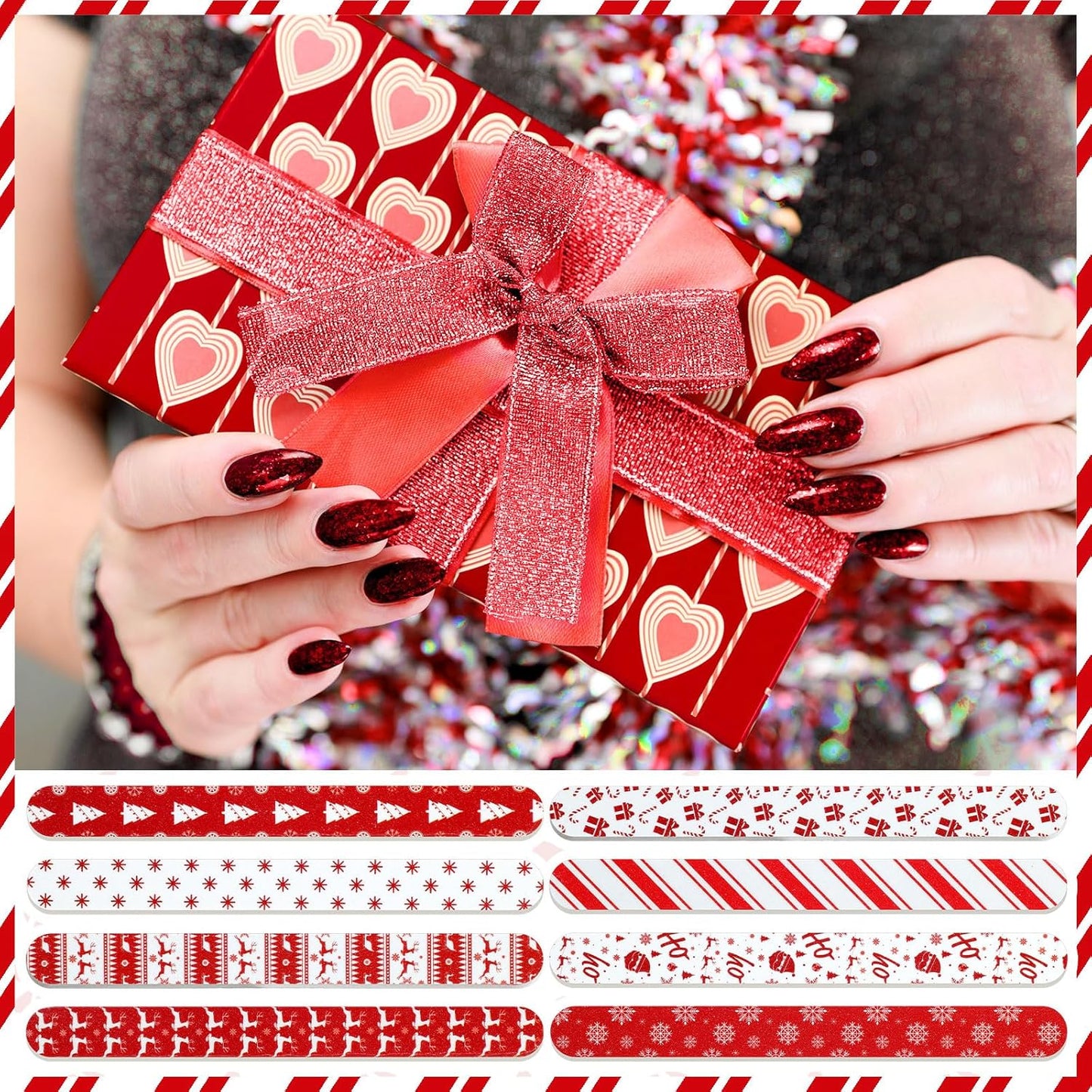 45 Pack Christmas Nail Files Gifts Bulk Holiday Emery Boards Double-Sided Christmas Party Nail Files Bulk Stocking Stuffers Christian Gifts for Women Customers Coworkers Staff(Reindeer)