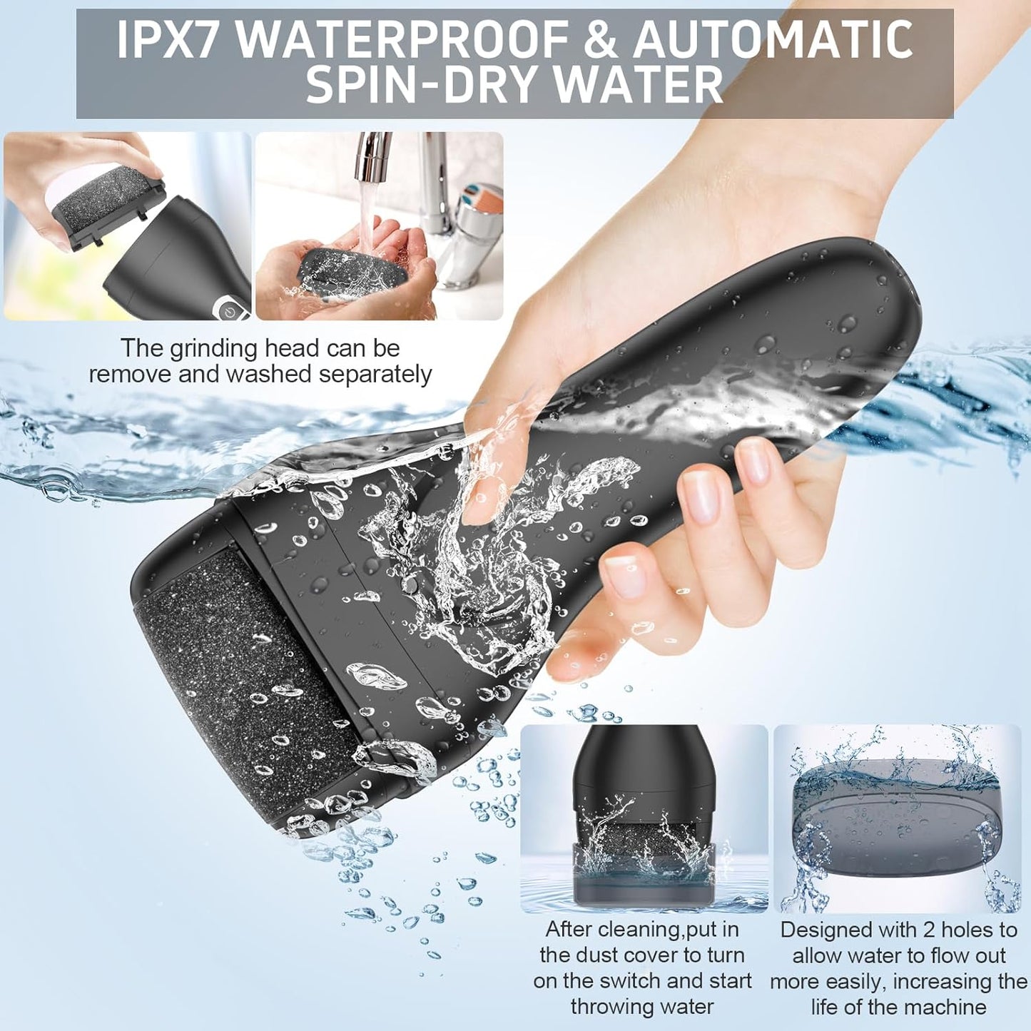 Electric Callus Remover for Feet,Rechargeable Electronic Foot File Pedicure Tools,Professional Waterproof Foot Scrubber File,Portable Pedi Feet Care for Cracked Heels &Dead Skin with LCD Display