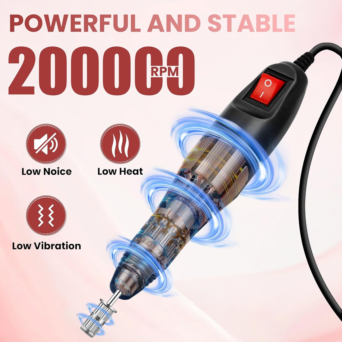 20000RPM Professional Electric Nail File Kit, 156pcs Sanding Bands and Nail Drill Bits for Acrylic, Gel Nail Manicure Gel Nail Polish Remover (Grey)
