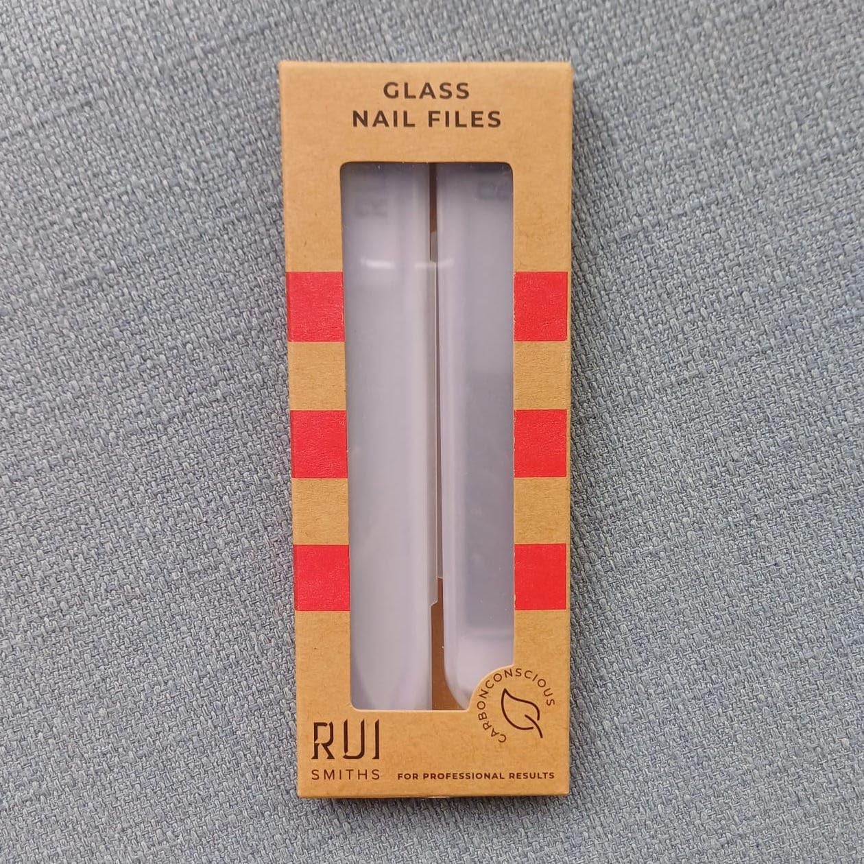 Rui Smiths CarbonConscious Glass Nail File & Nano Glass Buffer Set for Shiny Manicure Grooming - Reusable, Comes with Protective Cases