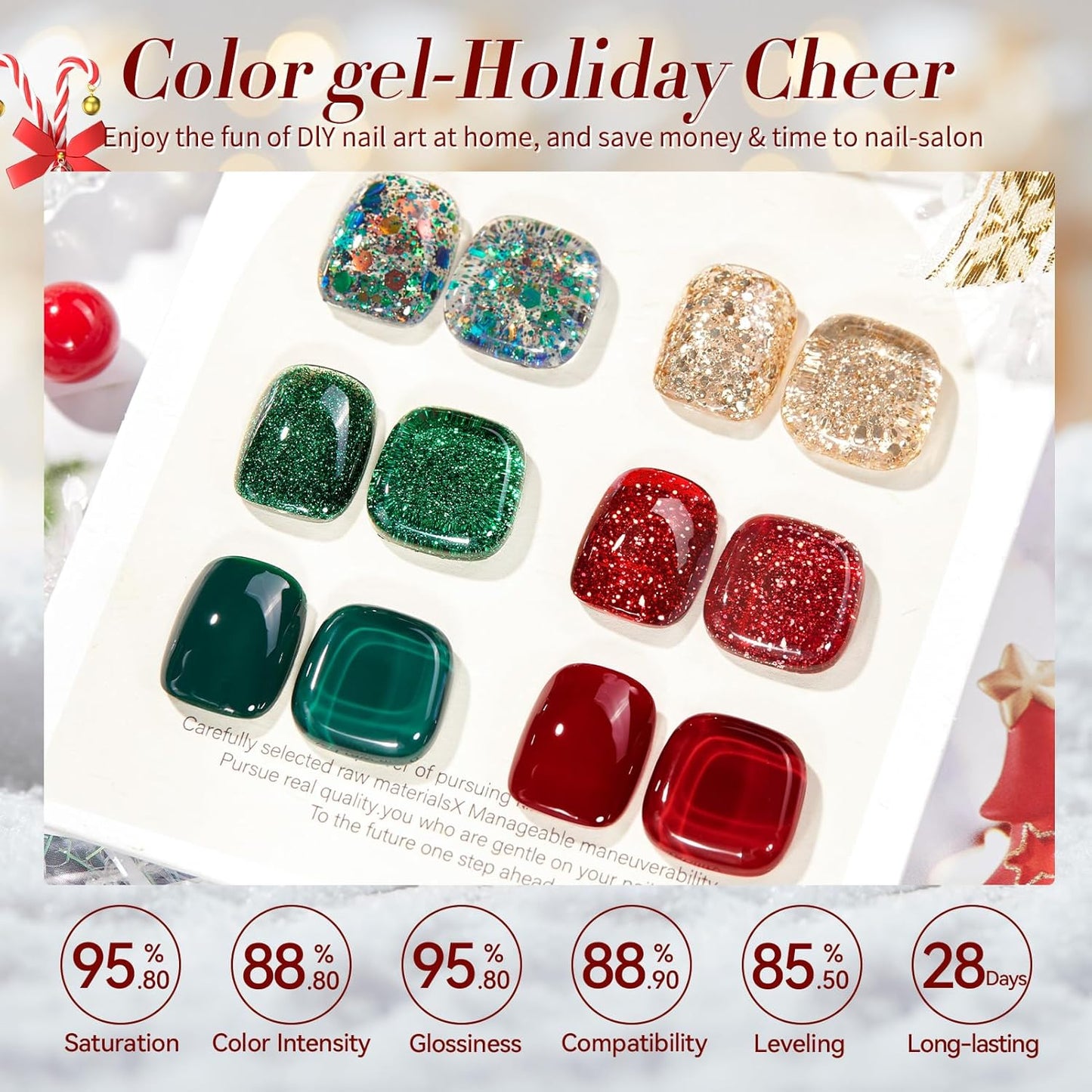 Born Pretty Christmas Gel Nail Polish Sparkle Glitter Green Red Gold Fall Winter Gel Polish Dark Green Burgundy Wine Red Gel Polish Set Nail Art Design Christmas Gift