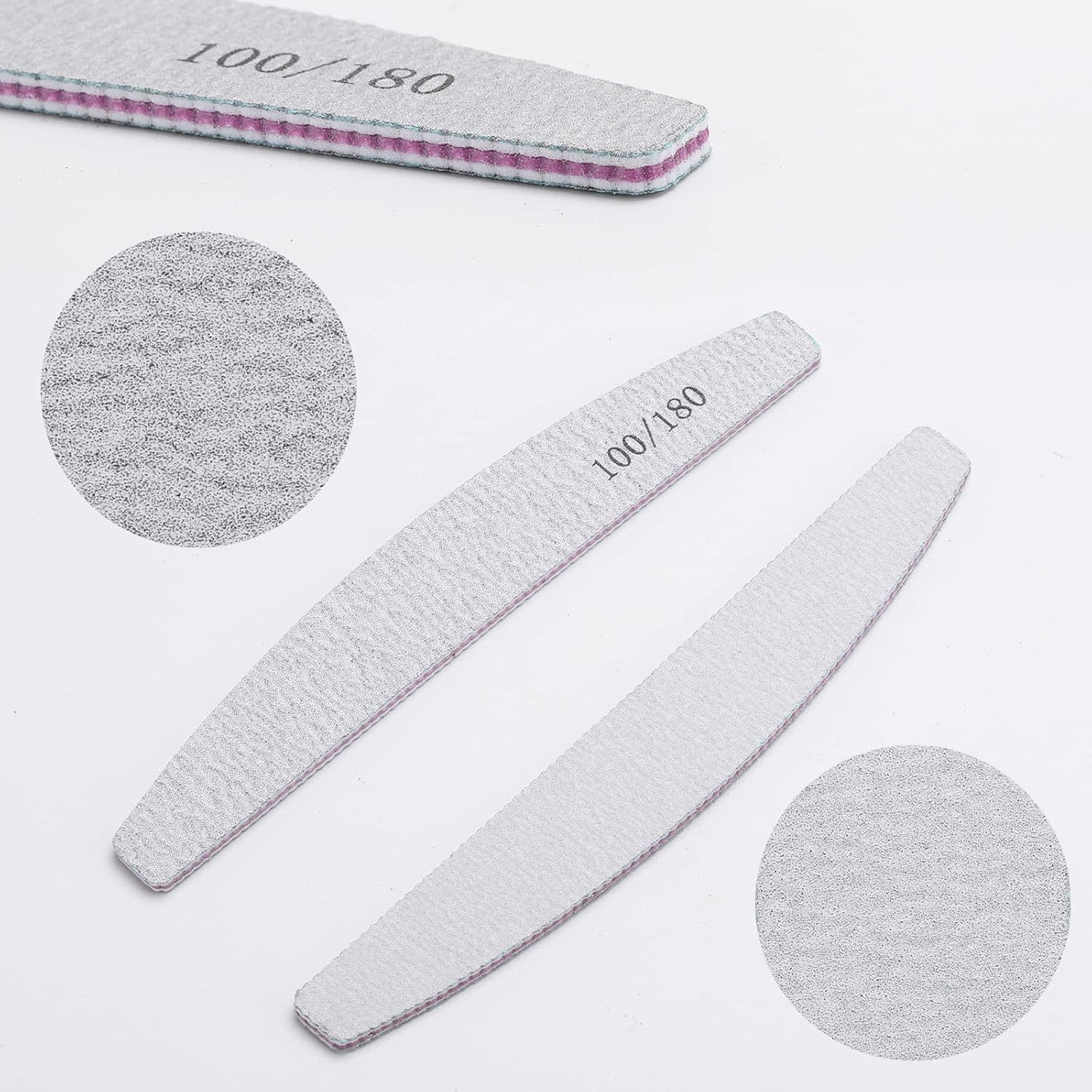 35 Count 100/180 Grit Nail Files and Buffers for Acrylic Nails, Washable Nail Buffer Double Sided Emery Boards Manicure Tools for Nail Tech