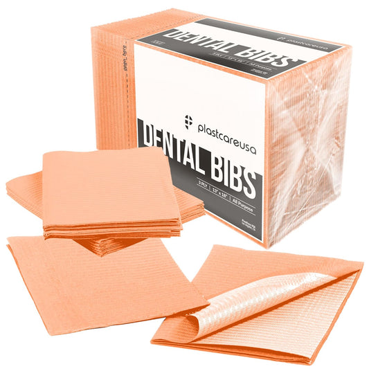 Disposable Dental Bibs 13"x18" - 3 Ply Waterproof Tattoo Bib Sheet for Patients - Dentist or Medical Tray Cover and Nail Table Cover Supplies, Apricot