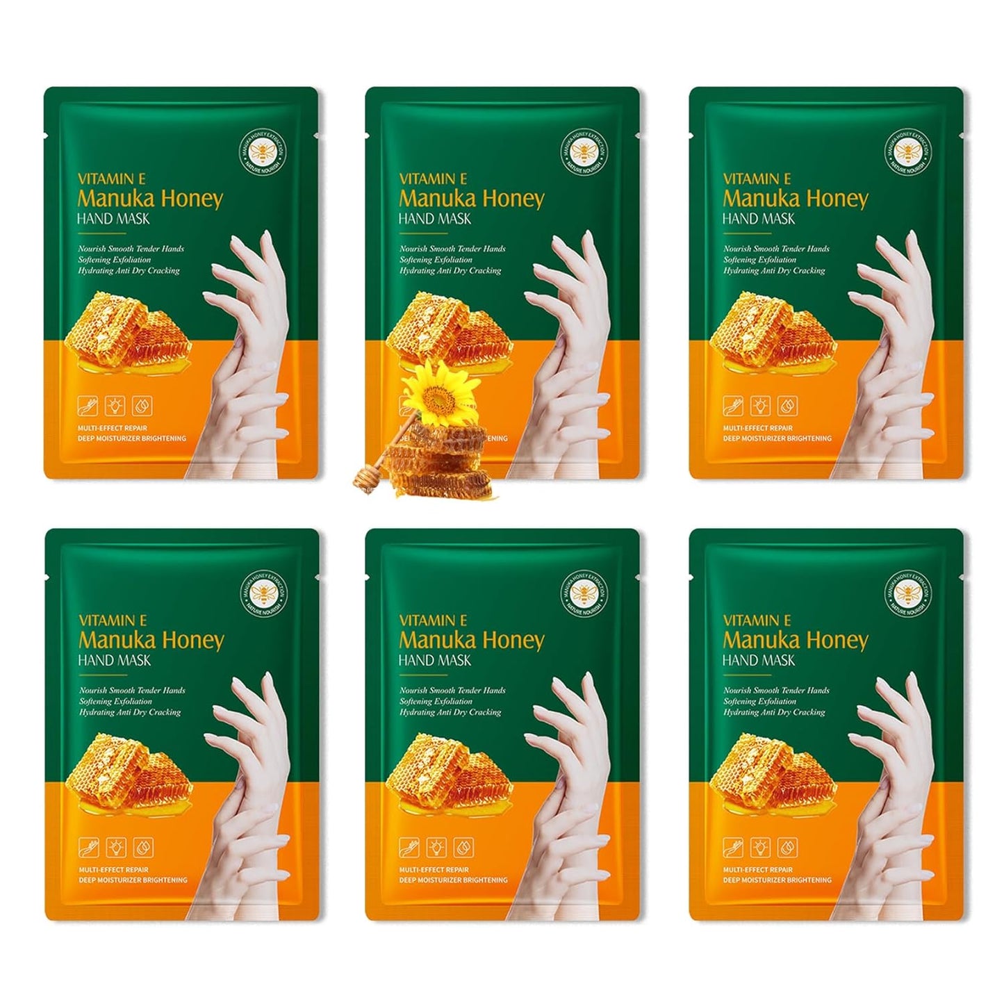 6 Pairs Hand Mask for Dry Cracked Hands,Nourishing Moisturizing Gloves,Hands Moisturizer for Deep Moisturizing,Silky Smooth Moisturizing Gloves,Hand Care Mask Set(L)