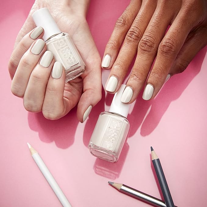 essie Nail Polish, Salon-Quality Cool Light Gray Nail Polish, Vegan, Cut It Out, 0.46 fl oz