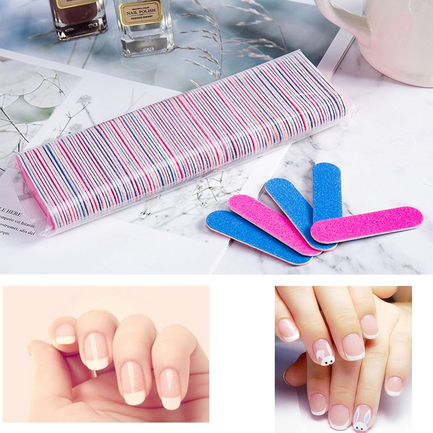 Mini Nail Files Bulk, 100 Pack 3.4 Inches Disposable Double Sided Emery Boards Manicure Pedicure Tools(10034)