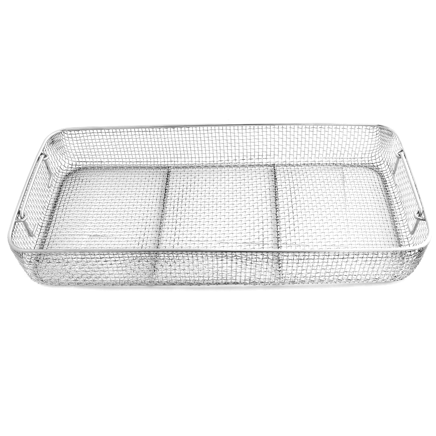 OdontoMed2011 Sterilizing Trays Micro Instruments Tray with Drop Handle 21" X 10" X 3" Wire Mesh Trays Perforated Baskets Stainless Steel DN-322