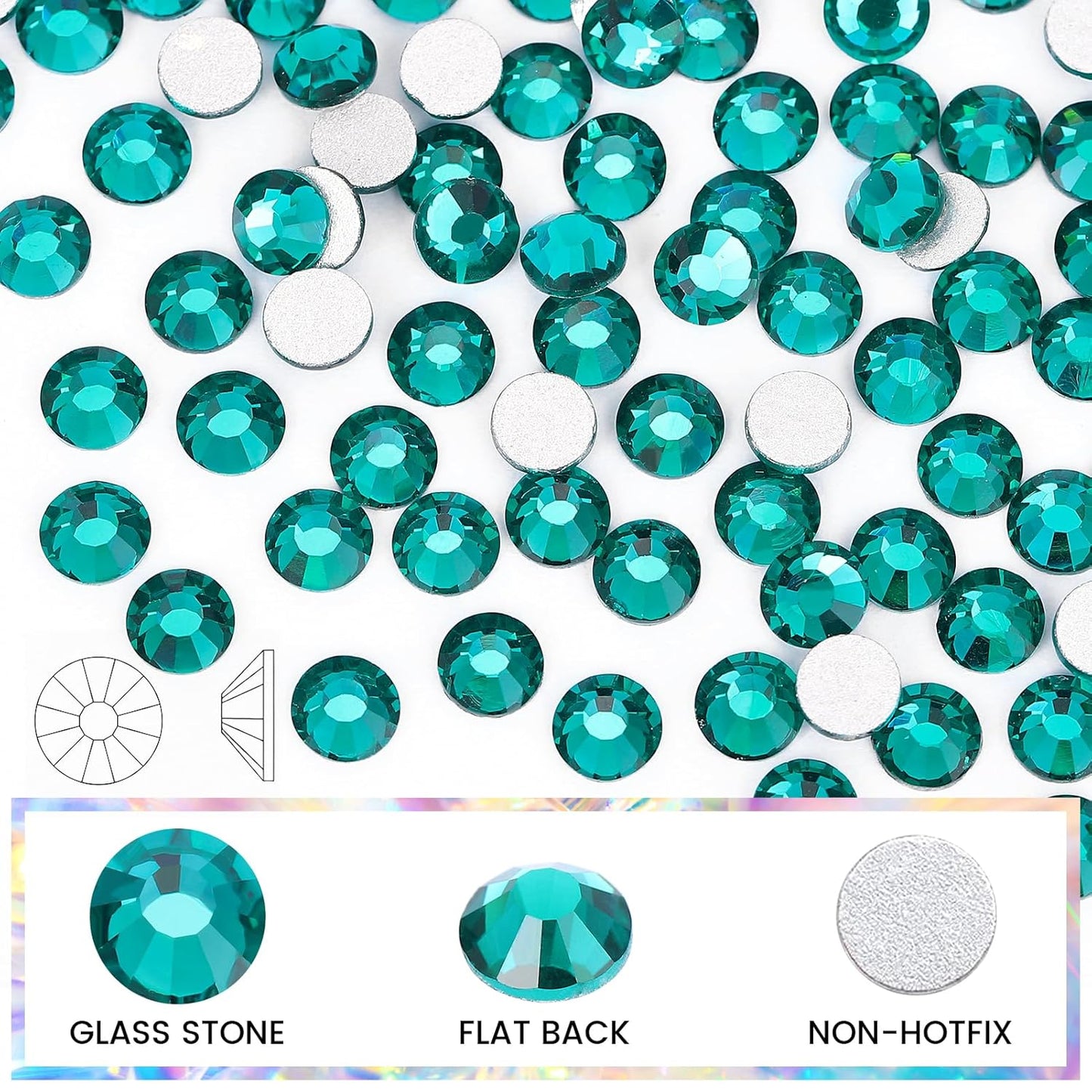 Novani Rhinestones 3000Pcs Flatback Crystal Round Loose Gemstones Glass Rhinestones for Crafts Makeup Nail Art Clothes Shoes DIY Decorations(SS6, 1.9-2.0mm,Green Zircon)