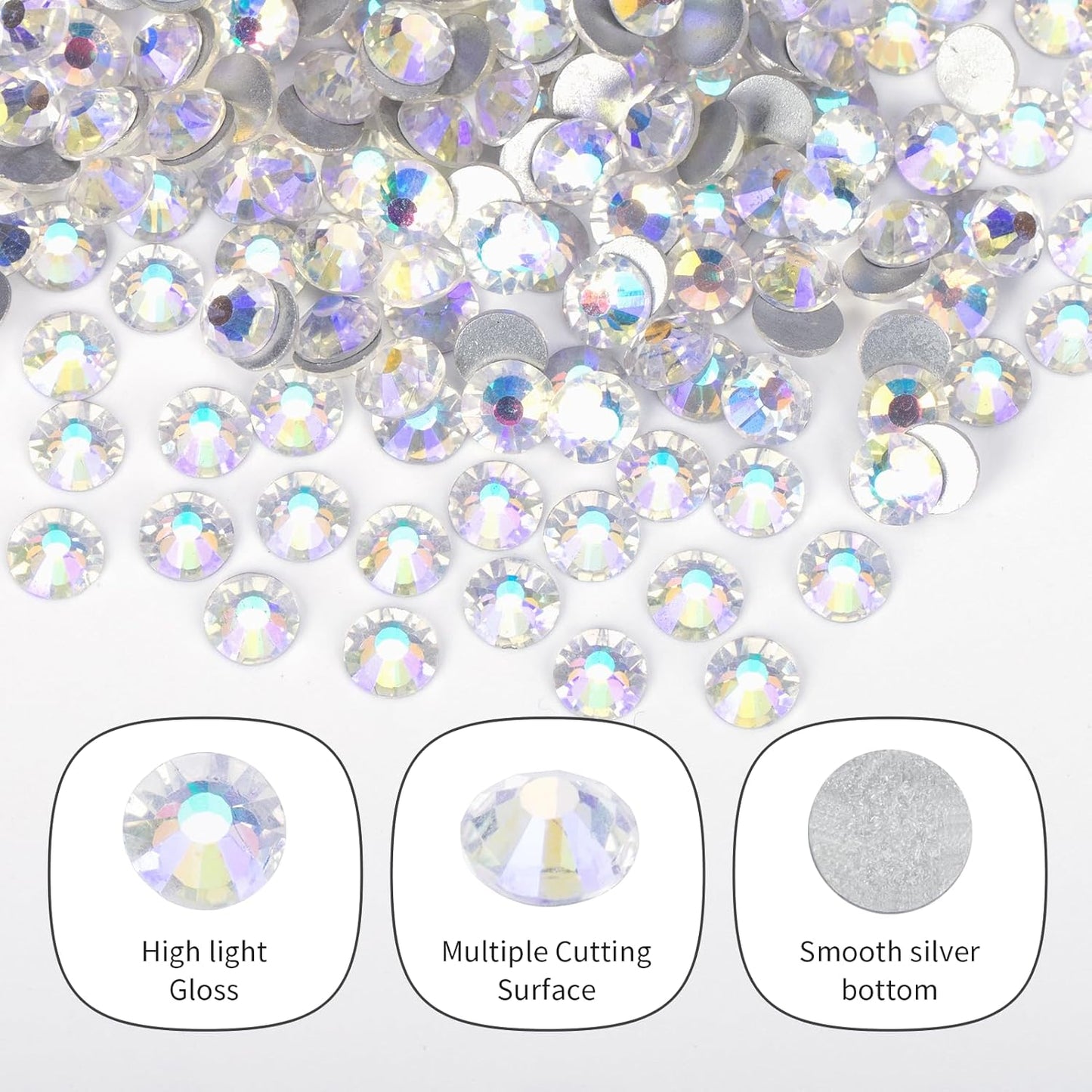 10000PCS Moonlight Rhinestones Bulk, Flat Back Crystal Glass Stone Round Gems,SS20, 4.6-4.8mm