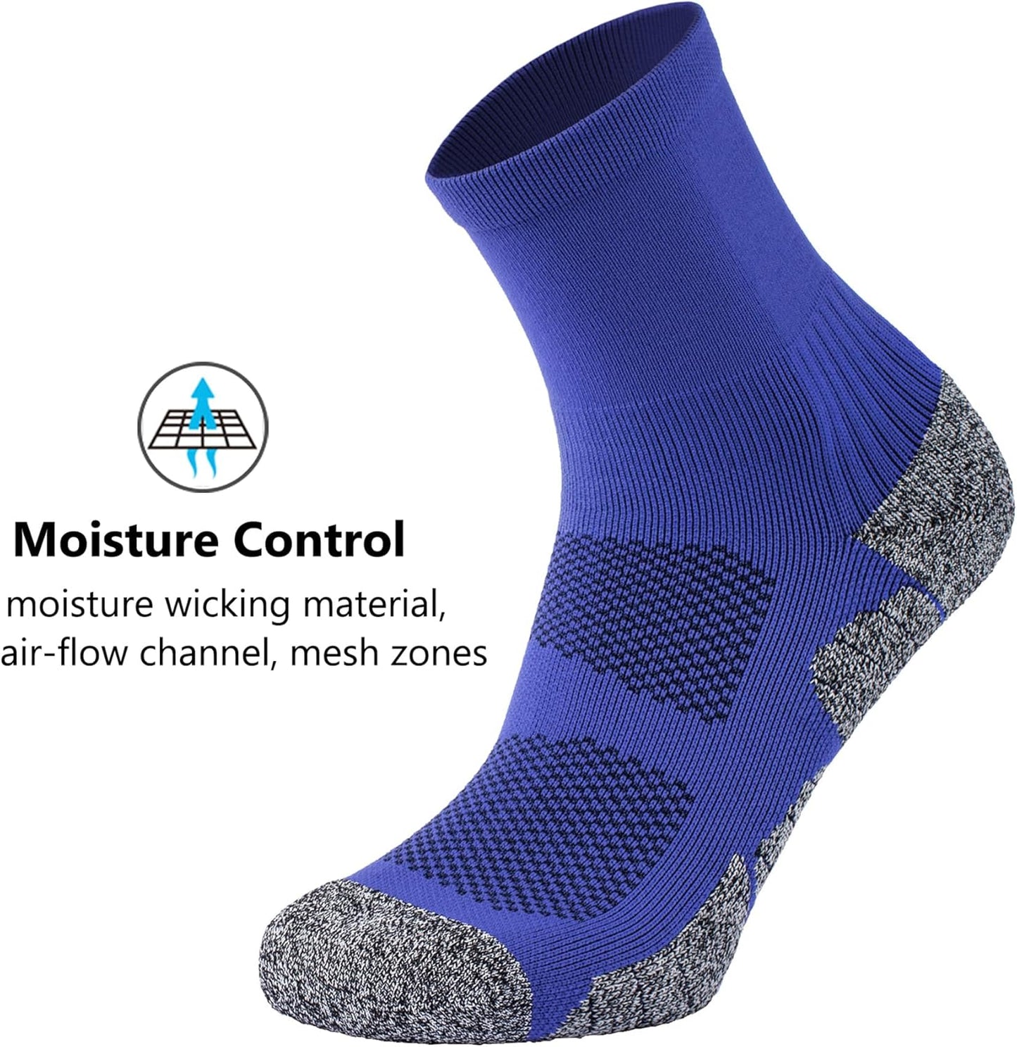 CWVLC Compression Athletic Quarter Socks Cushioned for Men Women