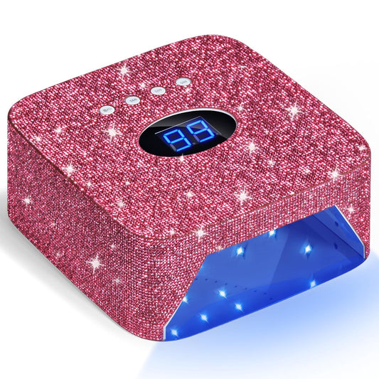 Cordless UV Nail Lamp, 54W Rechargeable UV Light for Gel Nails, Nail Dryer with 3 Timer Modes, Professional Quick Dry Curing Lamp for Salon & Home (Red Diamond)