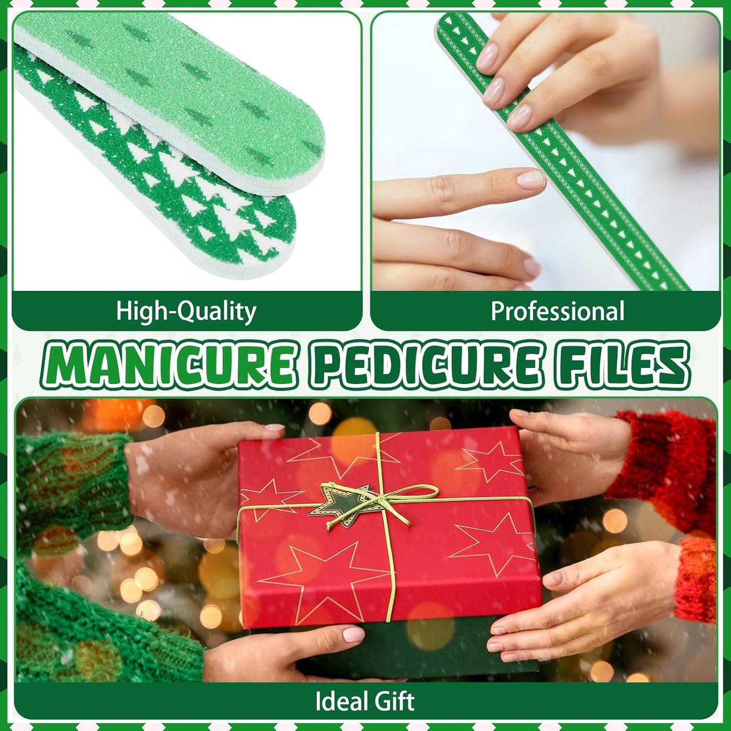 45 Pack Christmas Nail Files Gifts Bulk Holiday Emery Boards Double-Sided Christmas Party Nail Files Bulk Stocking Stuffers Christian Gifts for Women Customers Coworkers Staff(Christmas Tree)