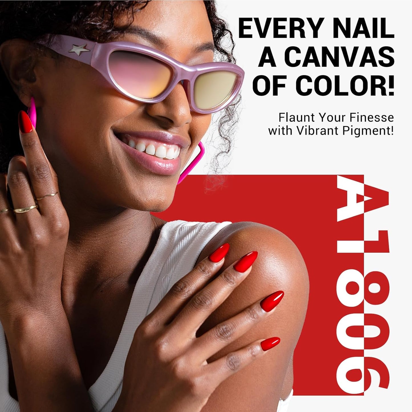 MelodySusie Thick Bright Red Gel Nail Polish,0.5fl oz Nails Soak Off UV LED Ruby Red Gel Polish Gift for Women Nail Art Manicure Salon DIY Nail Design Decoration at Home-A1806