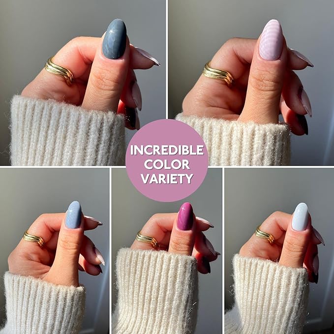 Eternal Light Pink Nail Polish Set for Women (MIDNIGHTS) - Light Blue Nail Polish Set for Girls - Lasting & Fast Dry Milky White Fingernail Polish for Home Mani Pedi - Made in USA, 13.5mL (Set of 5)