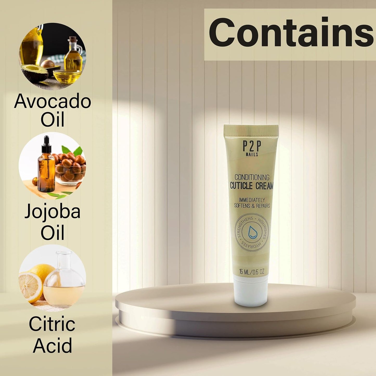 Nourishing Cuticle Cream for Dry Cuticles – Quick-Drying, Natural Oil-Infused Softener for Nail & Cuticle Health – Moisturizing, Gentle Formula for Healthy Nails & Perfect Manicures – 0.5oz