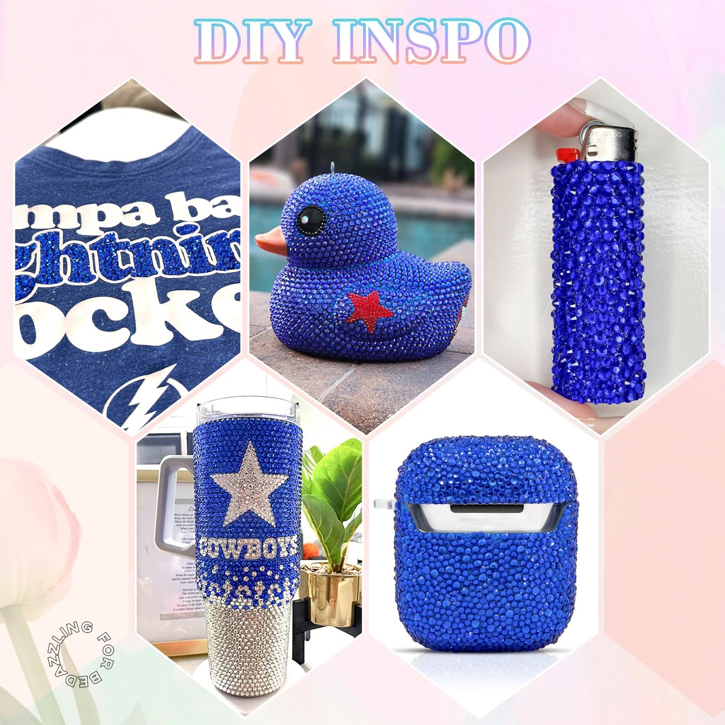 30000Pcs Resin Rhinestones for Bedazzling with B7000 Jewelry Glue, Royal Blue Flatback Gems Rhinestones for Crafting, Clothing Tumblers Mugs Shoes Fabric Decor Nail Art