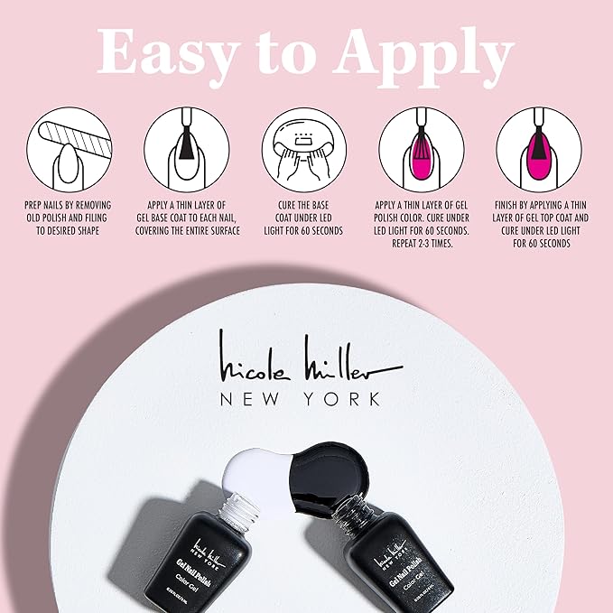 Nicole Miller Gel Nail Polish Collection: 20-Piece Set with 16 Vibrant Colors, 2 Base Coats, and 2 Top Coats - 0.20 fl oz Each