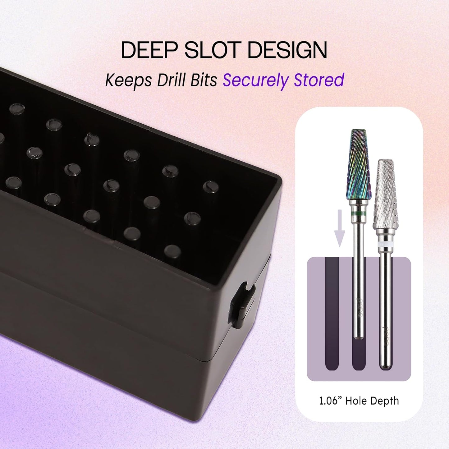 PANA Rectangle Nail Drill Bit Holder Display Organizer Case - Dustproof Carbide Bit Storage Container Box For Manicure Tools Nail Salon - 30 Holes Blue (Drill Bits Not Included)