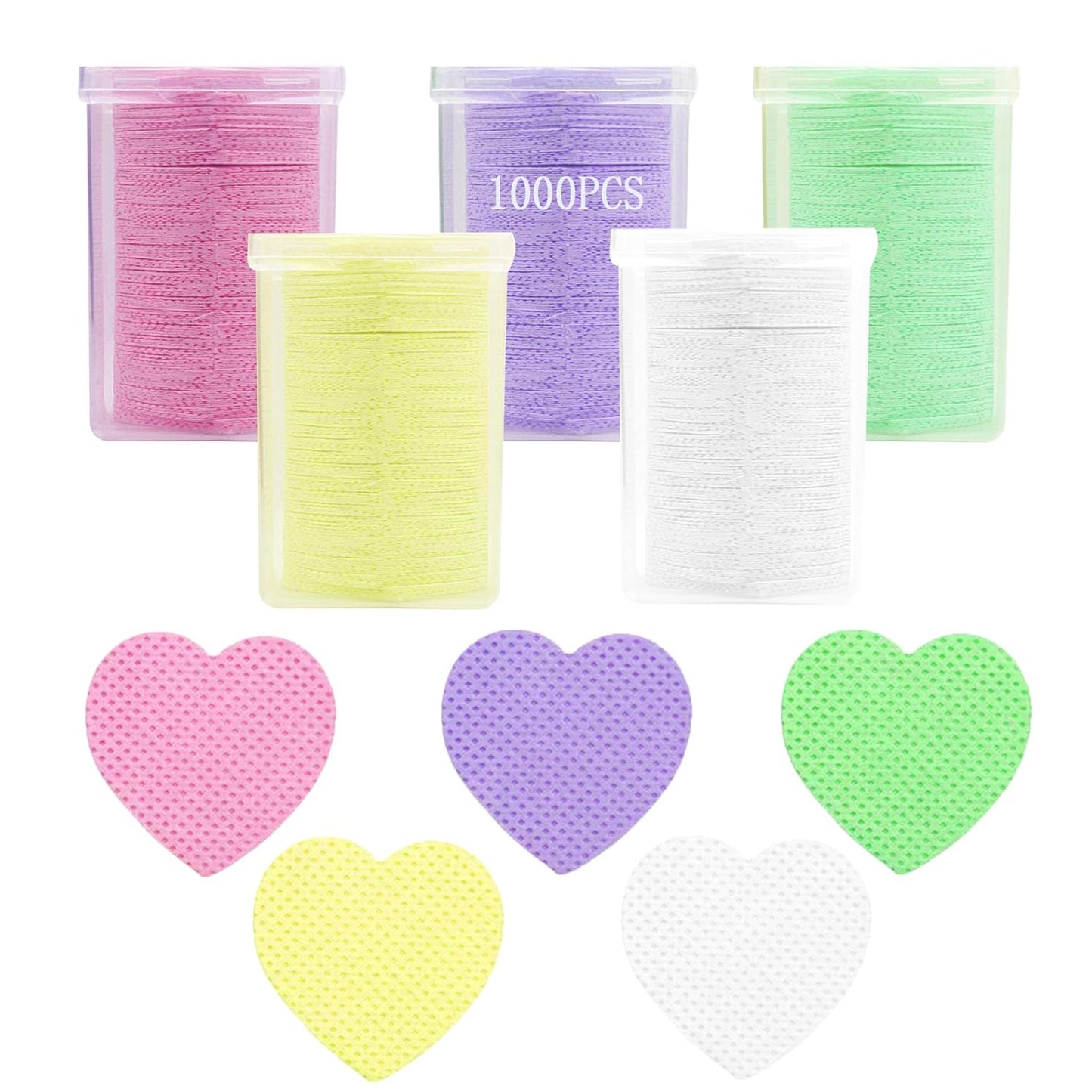 Lint Free Nail Wipes, 1000 PCS Nail Wipes Eyelash Extension Glue Wipes,Nail Polish Remover Wipes Lint Free,Non-Woven Super Absorbent Soft Lash Glue Wipes for Lash Extension Supplies,Colorful