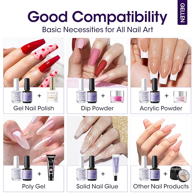 GELLEN Nail Primer No Lift 15ml Hema-Free Acid-free Primer Fast Air Dry Superior Protein Nail Prep Bond Foundation for UV Gel Nail Polish, Press-on Nails and Acrylic Powder Salon DIY Nail Supplies
