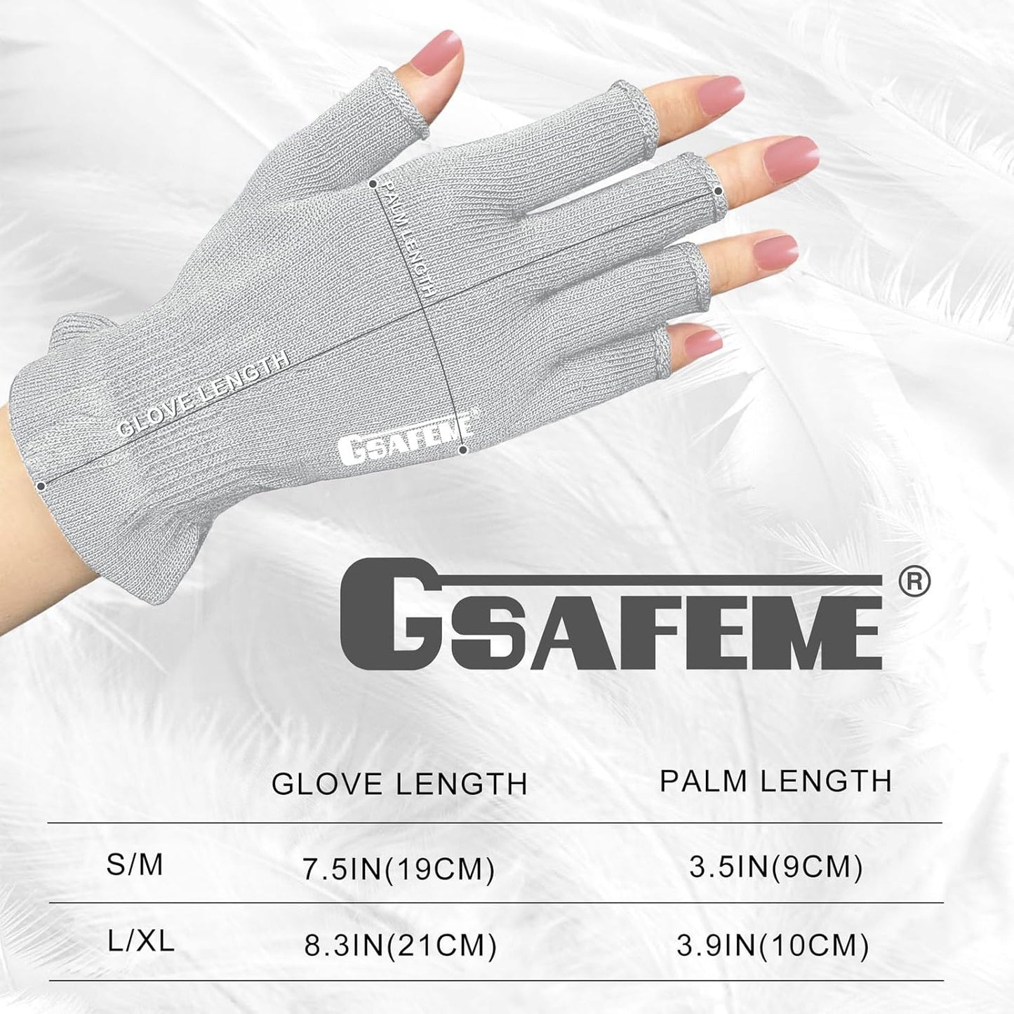 GSAFEME Cotton Gloves Eczema - Fingerless Touchscreen Moisturizing Gloves for Dry Hand Sleeping - Cotton Gloves for Men and Women, Gray L/XL 1 Pair