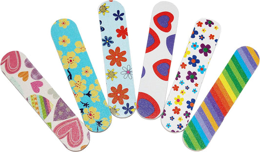 (1 Dozen) Pack of 2 Colorful Girly Mini Emery Board Nail Files