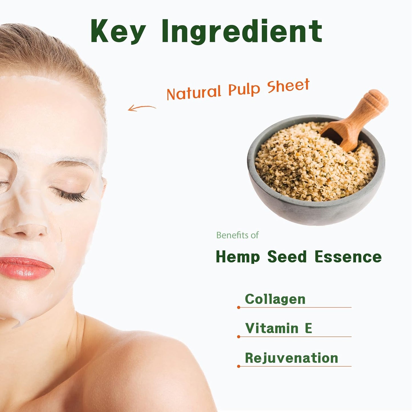 Purederm Hemp Seed Essence Mask (12 Pack) – Hemp Seed Oil, Collagen, and Vitamin E Effectively, Moisturize and Soothe the Skin