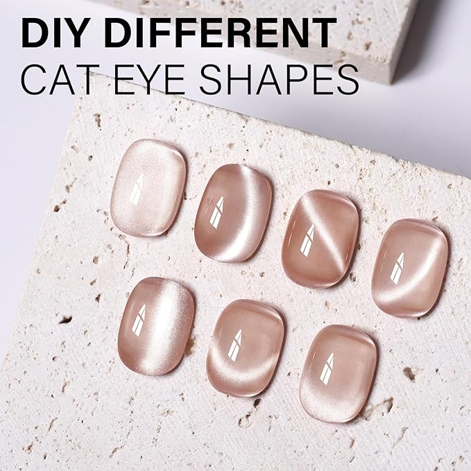 AILLSA Cat Eye Gel Nail Polish Nude Glitter Crystal Polish with Magnet, Jelly Glass Holographic Nail Polish Pearl Shimmer Reflective Translucent Color U V Gel Salon DIY at Home 0.5 OZ GF30