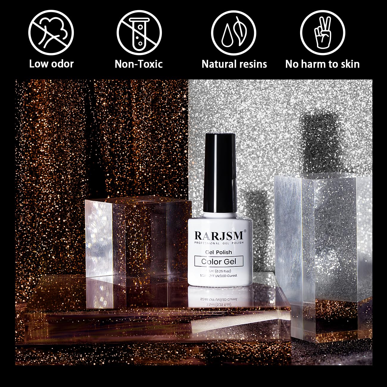 RARJSM Reflective Glitter Gel Polish Orange Sparkling Glitter Iridescent Shimmer Gel Polish Sparkle Glitters Gel Holographic Gelpolish Soak off Nail Art Manicure for Salon DIY at Home