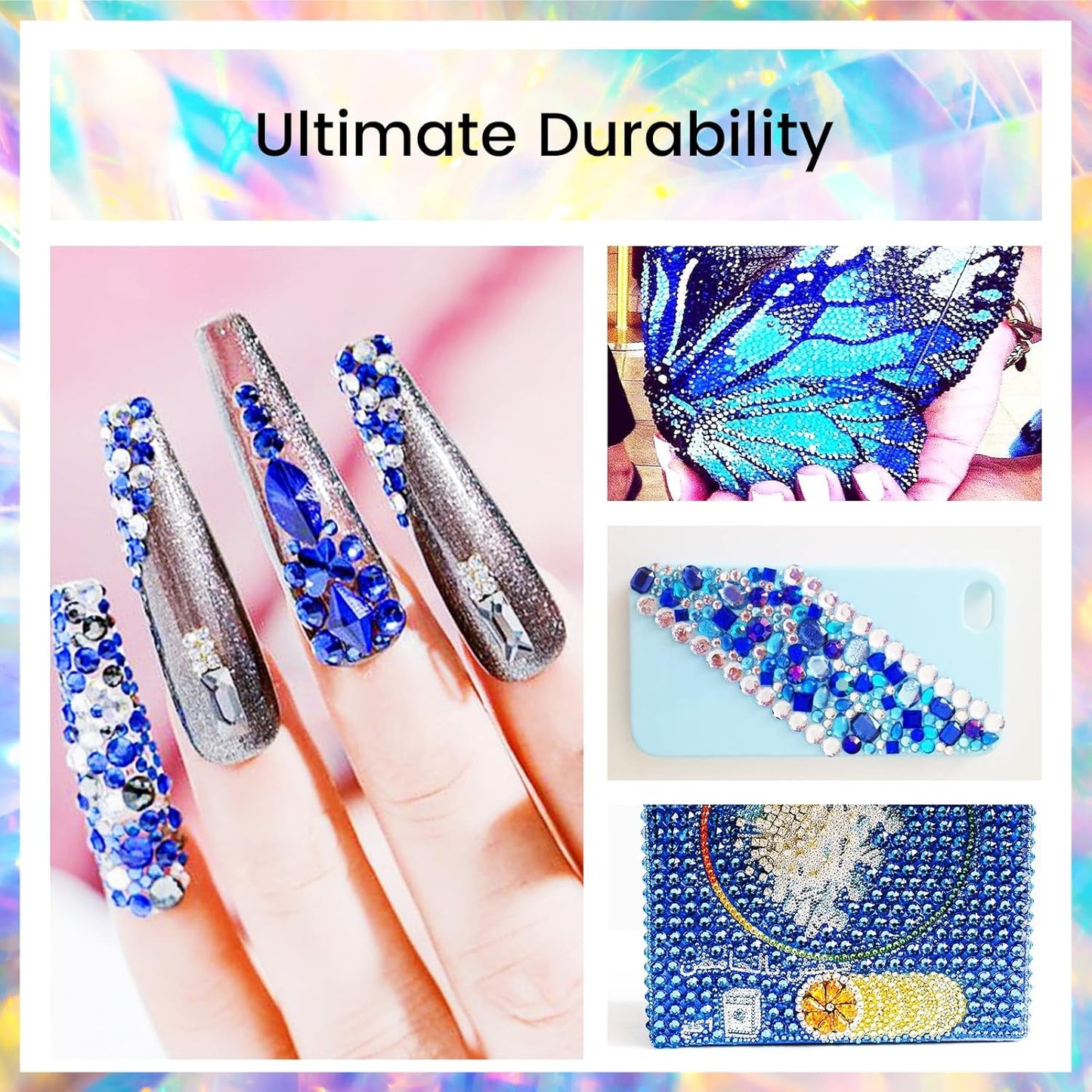 Novani Rhinestones 3000Pcs Flatback Crystal Round Loose Gemstones Glass Rhinestones for Crafts Makeup Nail Art Clothes Shoes DIY Decorations(SS8, 2.3-2.5mm,Sapphire)