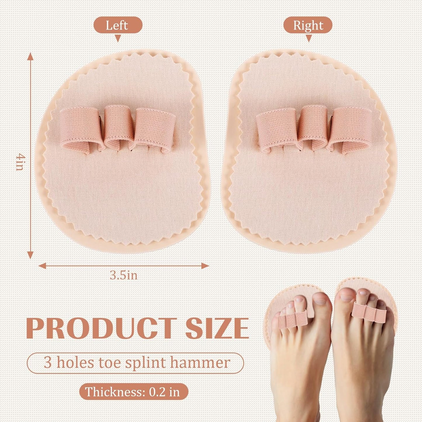 BBTO 4 Pcs Toe Splint Hammer Toe Straightener Hammer Toe Corrector with 3 Holes Toe Hammer Toe Support for Women Men Toes Claw Toes Metatarsal Support Corrector Wrap