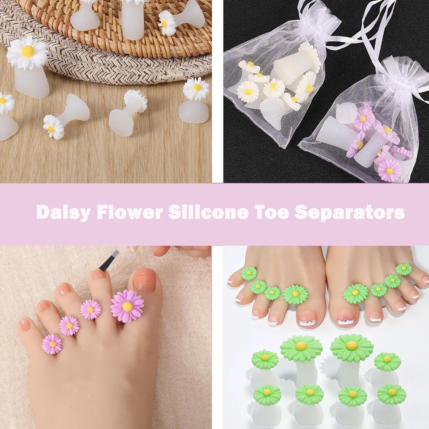 32 Pieces Toe Separators Silicone Flower Toe Separators for Pedicure Colorful Toe Stretcher Nail Polish Art Tools Pedicure Spacers Tools for Nail Salon Toes Dividers (B)