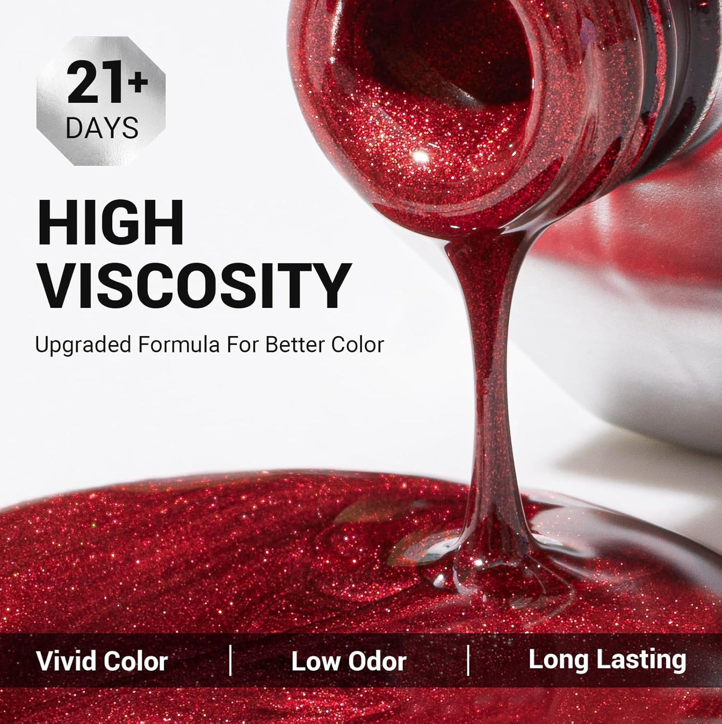 MelodySusie Velvet Red Gel Polish,0.5fl oz Soak Off UV LED Shimmer Red Sparkle Gel Polish Nail Art Manicure Salon DIY Nail Design Decoration at Home Christmas Gift for Women-z030