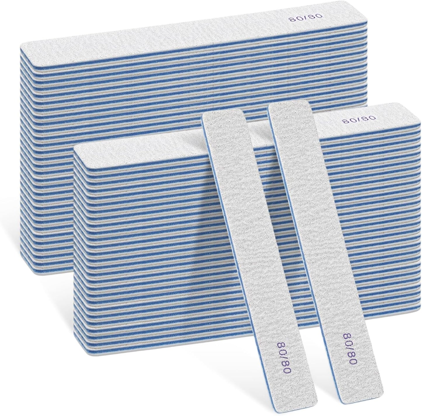 60 PCS 80/80 Grit Nail Files, Professional Double Sided Acrylic Nails Emery Boards for Acrylic Nails, Fake Nails, Manicure Tools