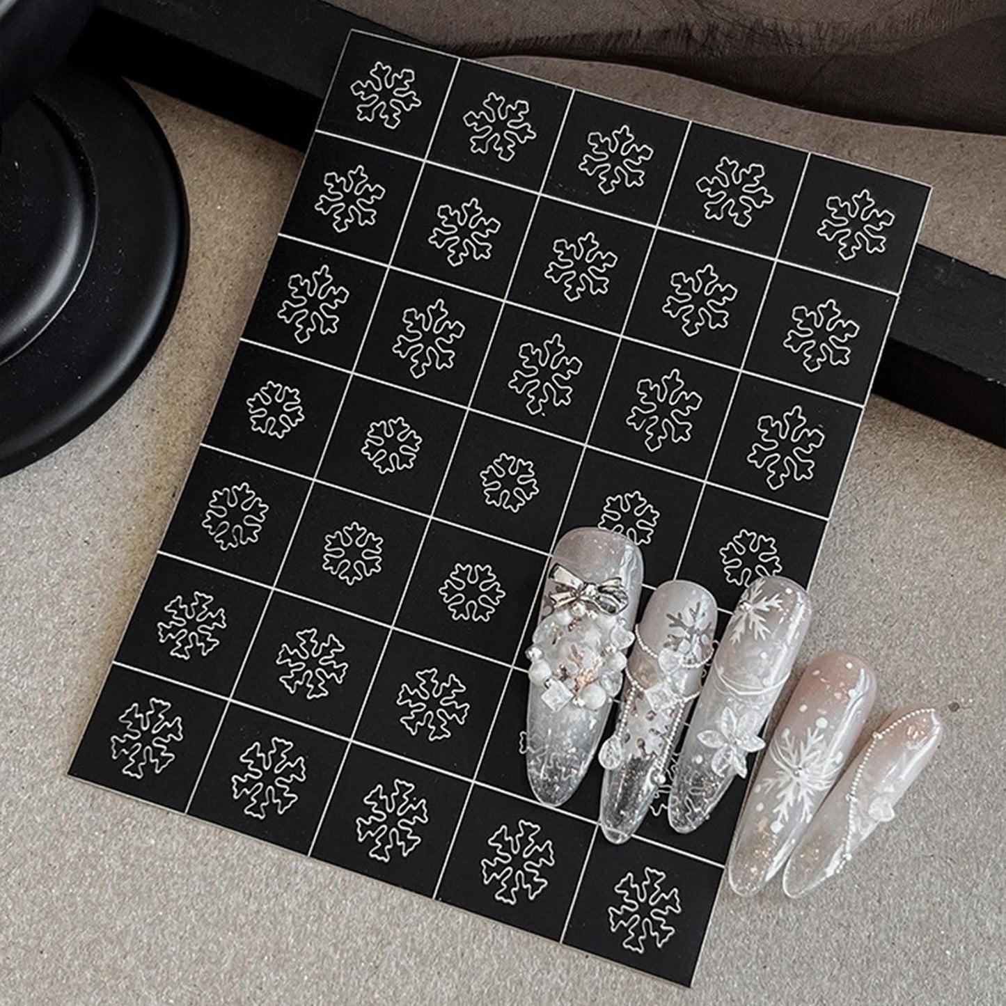 Christmas Nail Stickers Airbrush Stencils Stickers for Nail Art Self Adhesives with Snowman Snowflower Deer Bell Wreath Socks Designs Supplies Design Nail Guide for Manicure Nails Decoration 6 Sheets