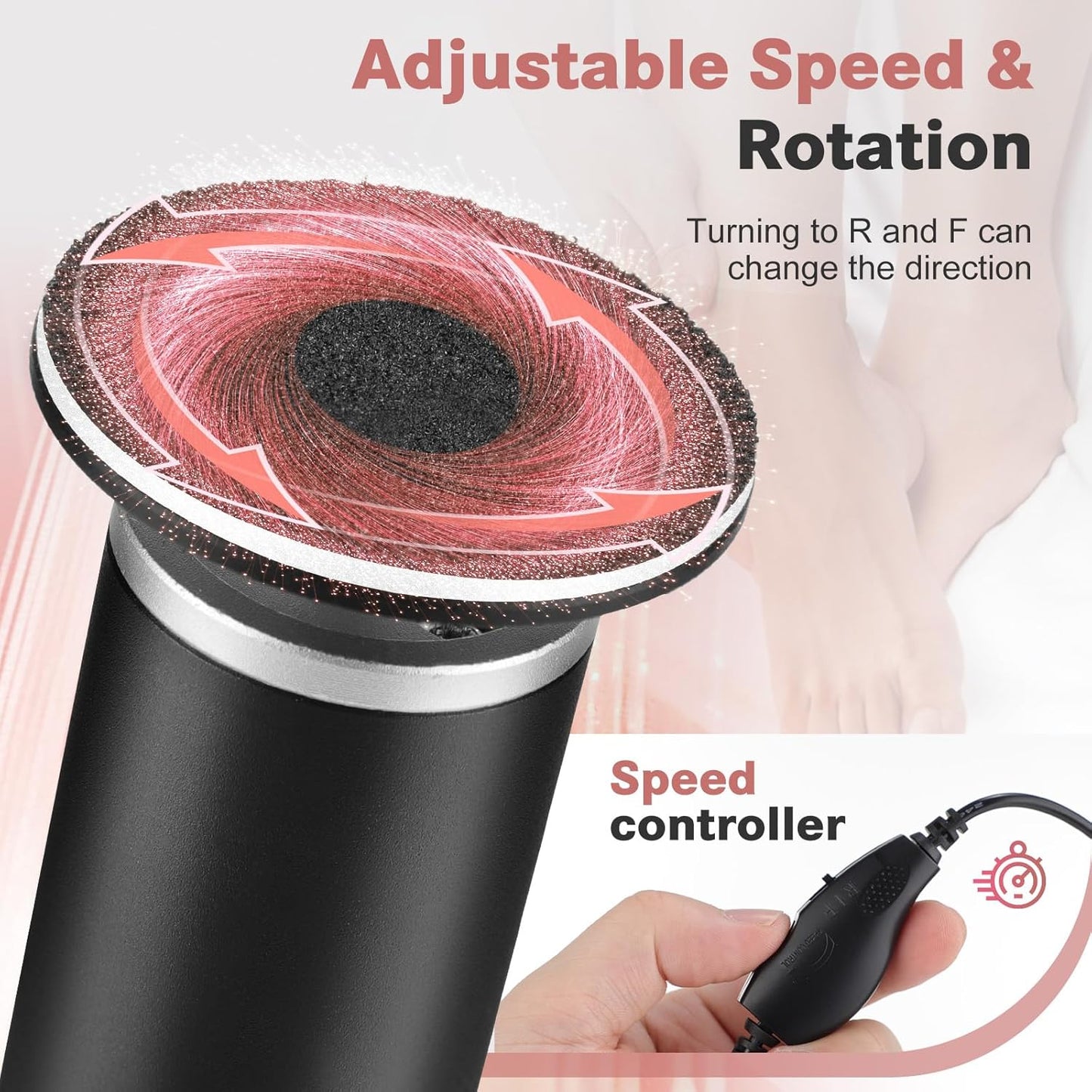 Electric Callus Remover for Feet, Foot File Grinder Tool with Replacement Sandpaper Disk and Nail Drill Bits, Adjustable Speed Foot Sander Pedicure Tools for Men Women Dry Cracked Hard Skin Calluses