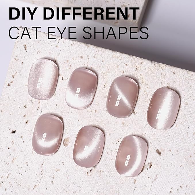 AILLSA Cat Eye Gel Nail Polish Nude Glitter Crystal Polish with Magnet, Glass Sparkle Nail Polish Reflective Shimmer Translucent Jelly Color U V Gel Salon DIY at Home 0.5 OZ GF26