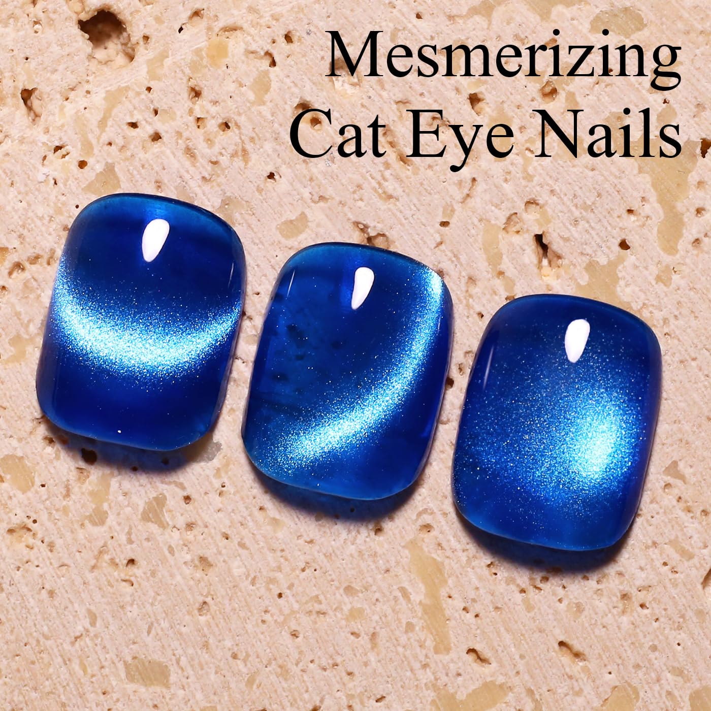 Imtiti Navy Cat Eye Gel Nail Polish with Magnet, Holographic Glitter Shimmer Magnetic UV Gel Polish for Nail Art Soak off UV Led