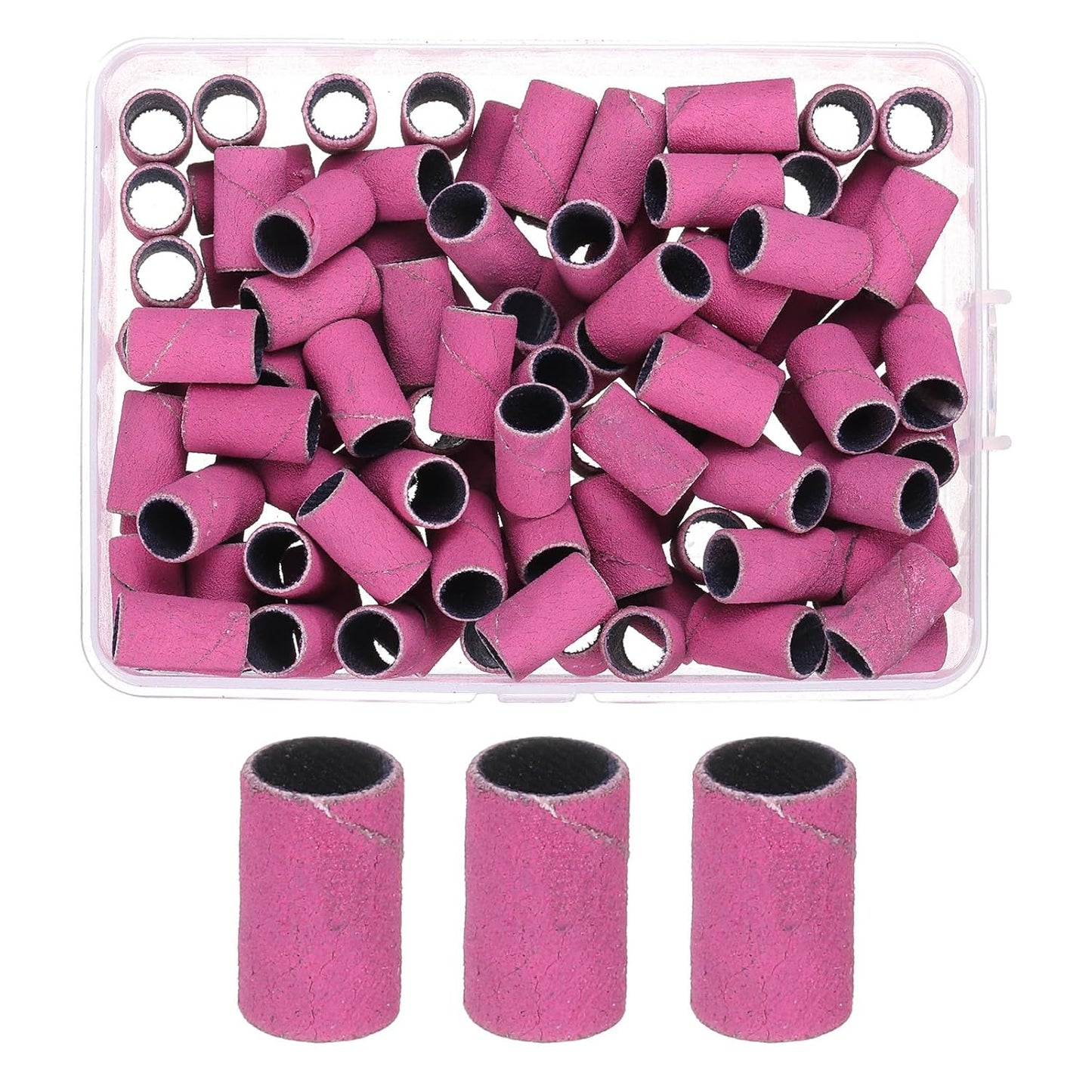 HARFINGTON 100pcs Small Sanding Bands 240 Grit for Nail Drill Bits Mini Sanding Band for Nails Gel Manicures Pink