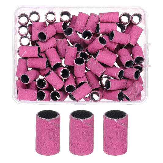 HARFINGTON 100pcs Small Sanding Bands 240 Grit for Nail Drill Bits Mini Sanding Band for Nails Gel Manicures Pink