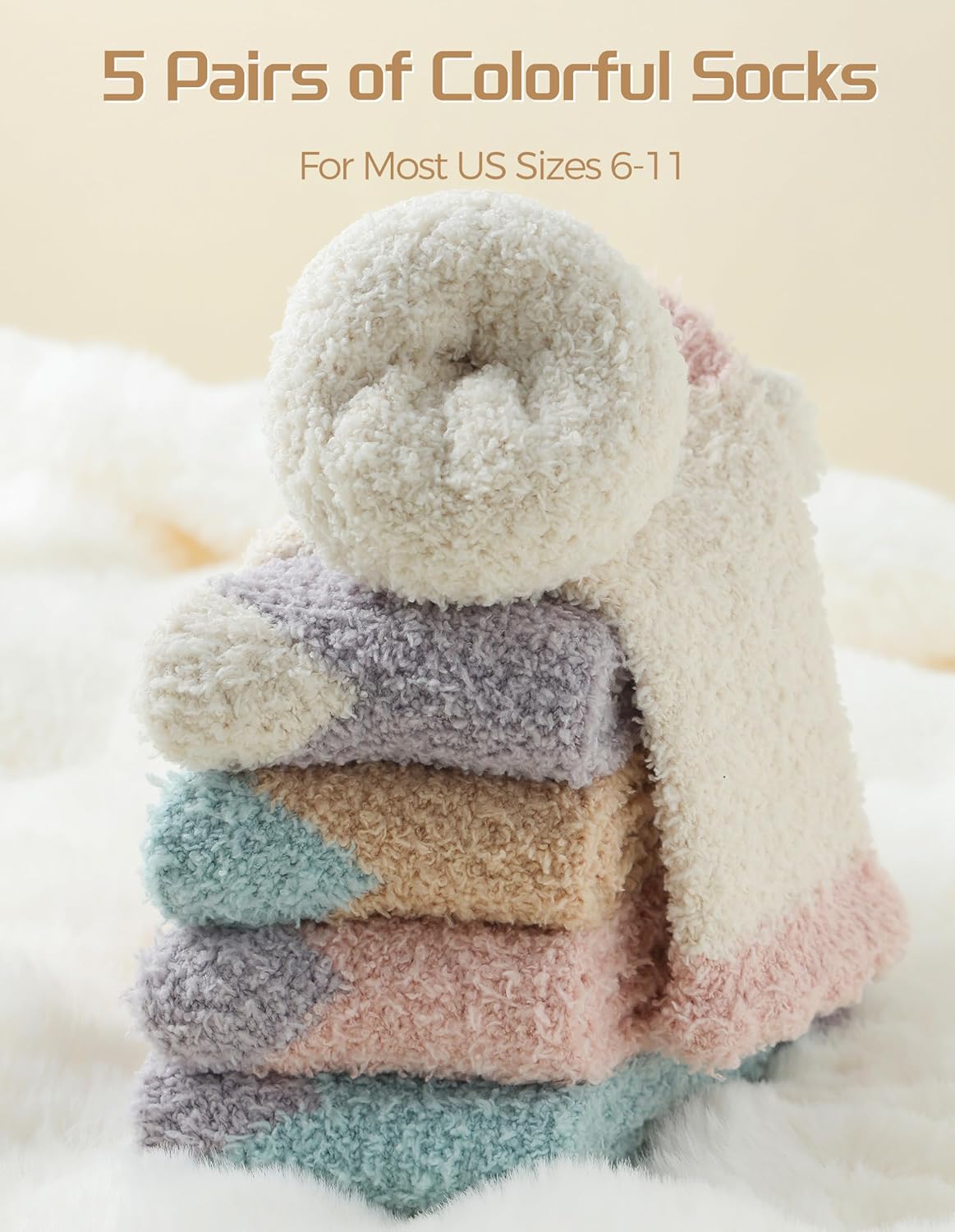 TEHOOK Warm & Cozy Gifts for Women, Stocking Stuufers, Fluffy Fuzzy Plush Sleeping Slipper Socks - Soft Warm Fabric