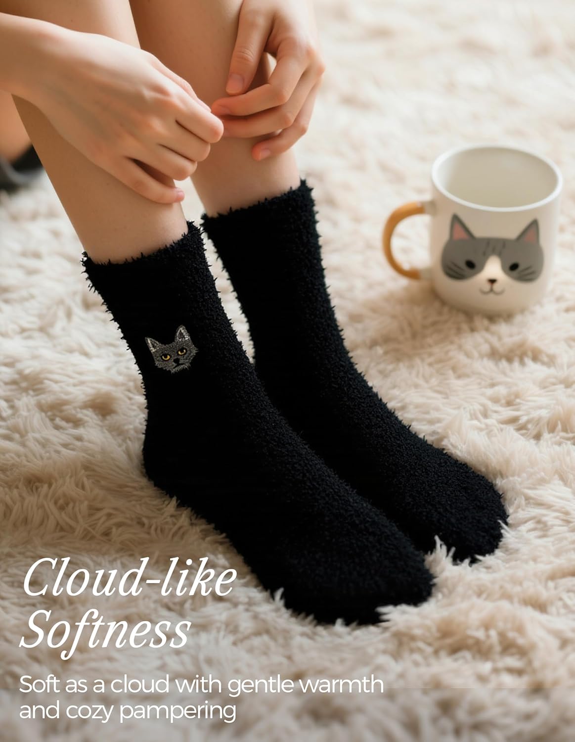 TEHOOK Warm & Cozy Gifts for Women, Stocking Stuufers, Fluffy Fuzzy Plush Sleeping Slipper Socks - Soft Warm Fabric