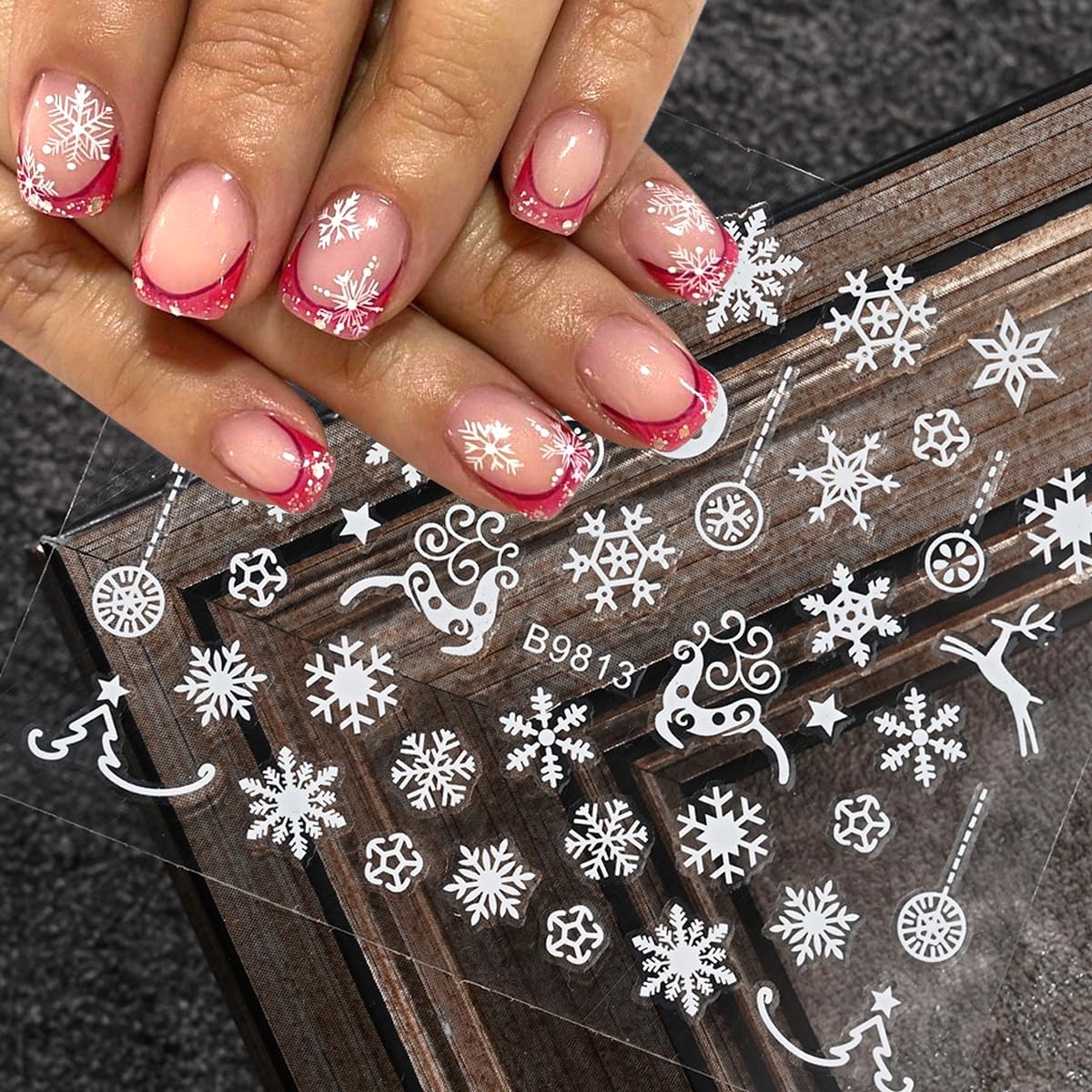 30Sheets Christmas Snowflakes Nail Art Stickers Decals for Kit with White Snowflake Glitter Design 3D Self Adhesive Nail Art Supplies Sticker Winter Xmas Nail Art Decoration Snow Manicure for New Year