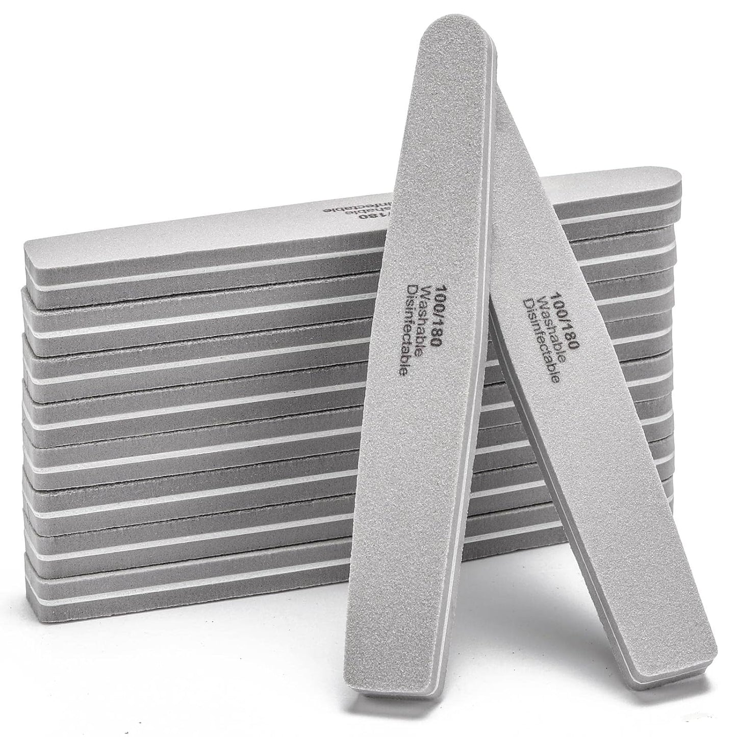 Nail Buffers Blocks 10 Pcs Double Sided Professional Nail File 100/180 Grit for Acrylic/Natural Nails, Gray