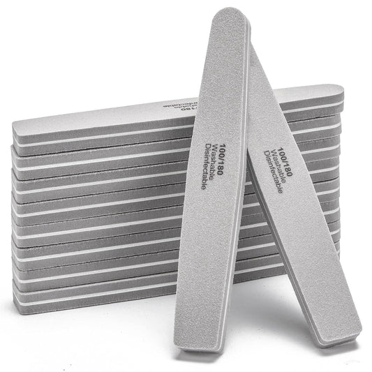 Nail Buffers Blocks 10 Pcs Double Sided Professional Nail File 100/180 Grit for Acrylic/Natural Nails, Gray