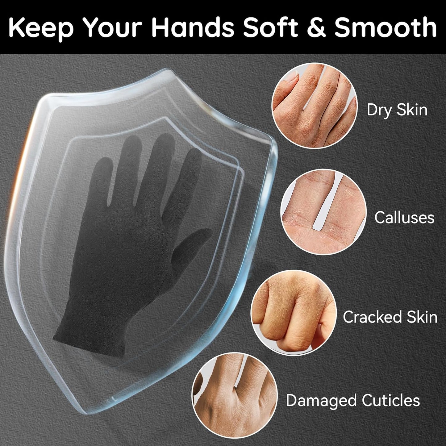 Segbeauty 12 Counts Elastic Black Cotton Gloves for Women, 6 Pairs Sleeping Moisturizing Cotton Gloves for Men with Elastic Band, Hand Spa Moisture Glove for Dry Hands Overnight, Sleep Lotion Glove