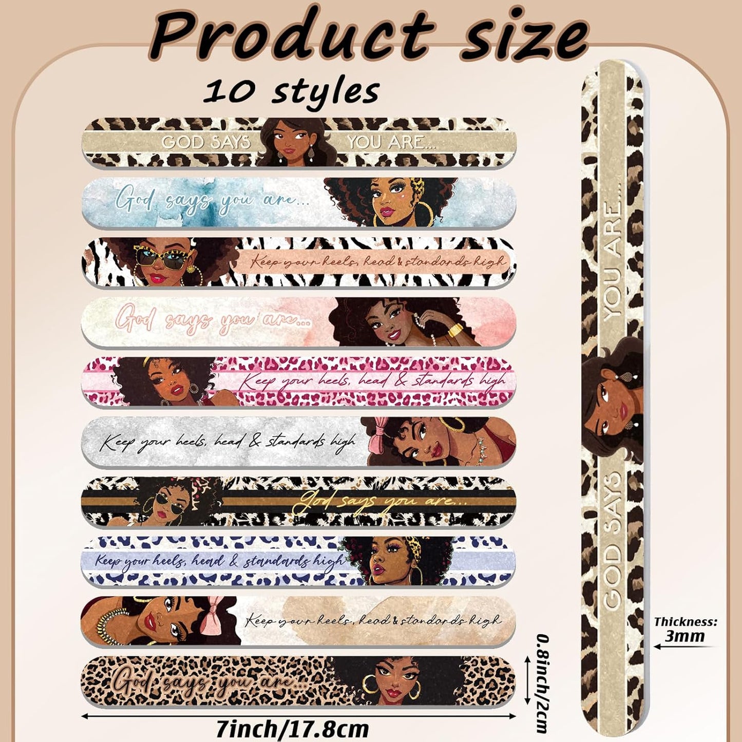 Lothee 50 Pack Nail Files Black African Women Board Nail File for Natural Nails Double Sided 150 Grit Emery Boards Professional Fingernails Emery Boards Buffer Manicure Tool for Women Gifts